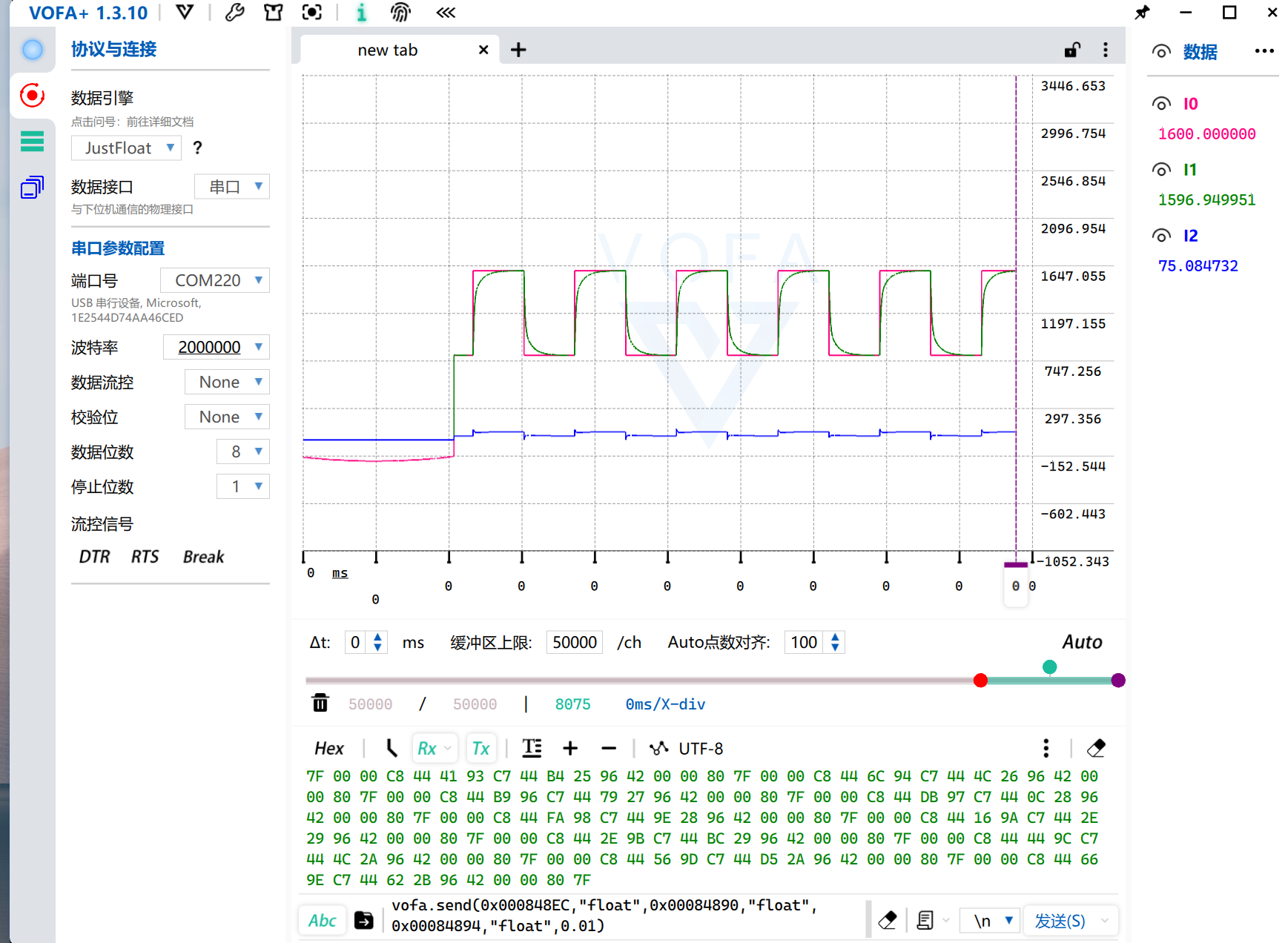 HPM5301 PID 在第三方 VOFA+ 中的实测曲线